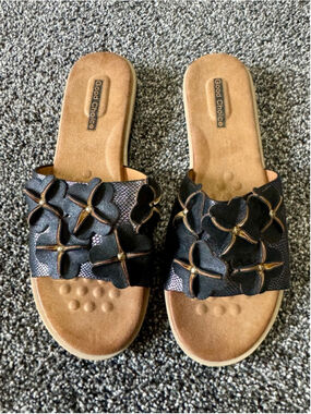 Women's Good Choice Black Floral Lainey Slide Sandals Size 9